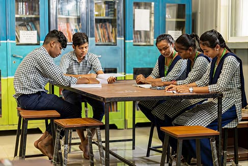 Students in library
